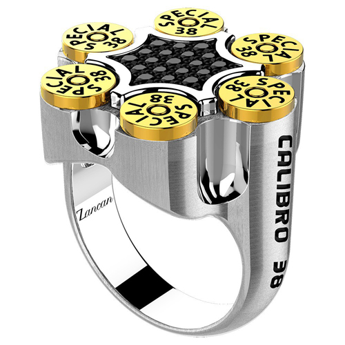 Мужское кольцо из серебра со вставками из золота и шпинели Zancan EXA124
