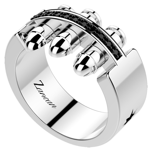 Мужское кольцо из серебра с чёрной шпинелью Zancan EXA077